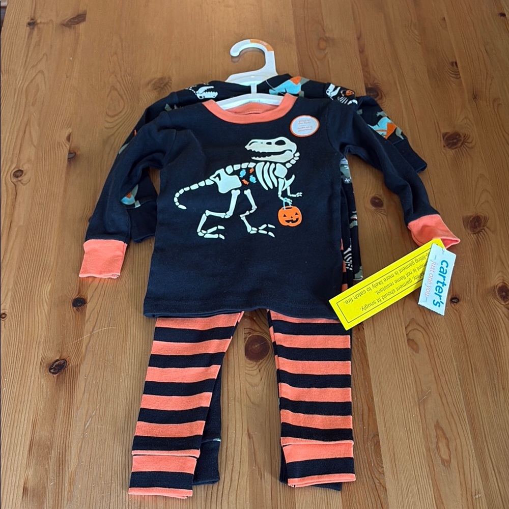 Carter's Black and Orange Dinosaur Pajama Set